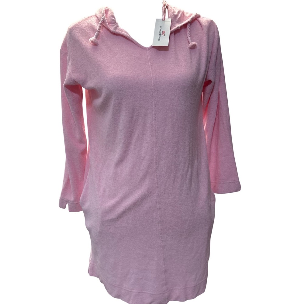 New Vineyard Vines Girl Pink Hooded Cover-Up Terry Cloth Dress Beach Travel L 16